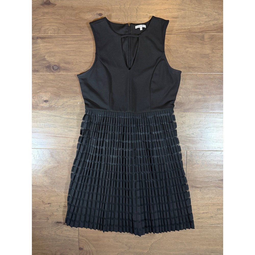 Black Swan Sleeveless Pleated Mini Dress Black V-Neck Size L BD17312A